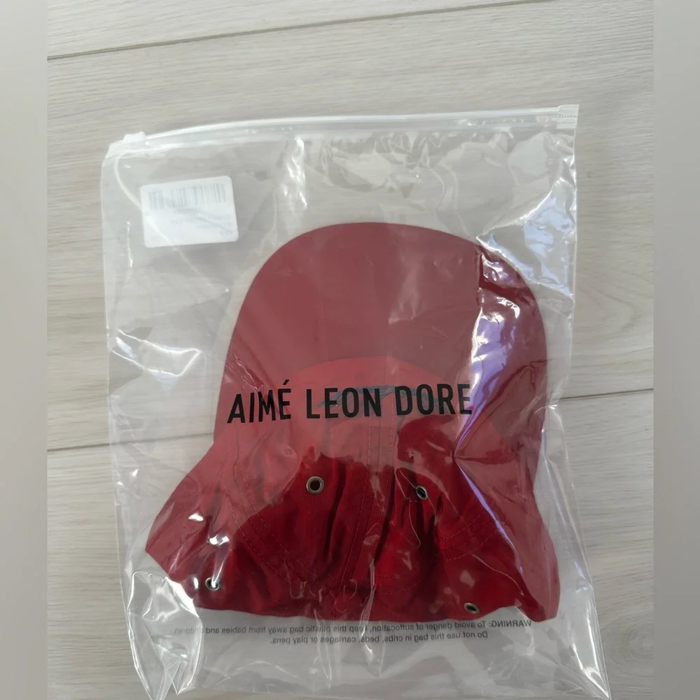 NEW AIME LEON DORE script sport nylon twill 6 panel hat cap red